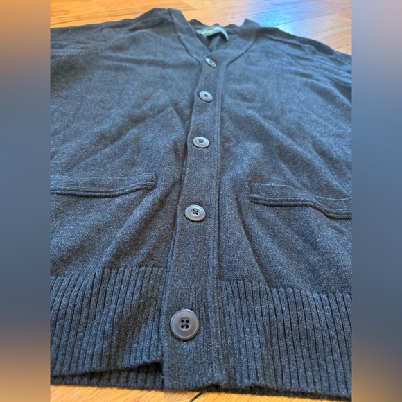 VTG Eddie Bauer Mens Size L Cotton Cashmere Cardigan Gray V Neck Button Grandpa - Picture 3 of 16